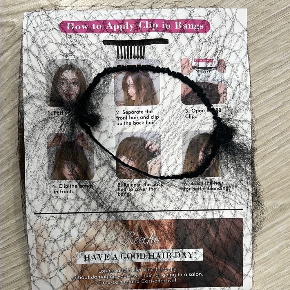 Reecho Clip-in Bangs with Hair Net